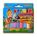 Мелки цветные 9шт ЛЮКСКОЛОР квадр 70*15*10мм карт. уп. КК1409