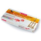 Краски масляные ArtCreation набор 12цв. 12мл+2 кисти, палитра, полотно, мольберт 52см 9010113M