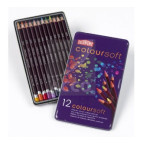 Карандаши цветные набор 12цв. Derwent Coloursoft в металлической коробке D-0701026