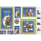 Декупажная карта-бумага 50*70см с металл. эффектом 99507 Детский мотив медвежата, месяц, звезды