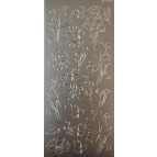 Наклейка скрапбукинг JEJE 10*23см Листья и цветы Серебряные