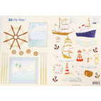 Бумага декупажная для открыток JEJE А4 130г Морская тема