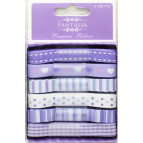 Набор ленточек из ткани Fantasia ribbon Сереневые сердца 6шт, 1м