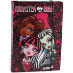 Папка для тетрадей А5+ KITE мод 210 плотный картон на резинке Monster High MH13-210K