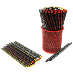 Карандаш простой графитный A-Plus черное дерево, с узором, со стразами A-172