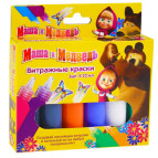 Набор витражных красок Росмэн 6цв. МАША И МЕДВЕДЬ 15123
