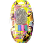 Набор витражных красок Росмэн 4цв.+ 4 витража ЖИВОТНЫЕ №3 МАША И МЕДВЕДЬ 17537