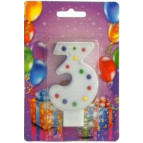 Свеча для торта Хобби SV-001-3b Цифра 3 голубая