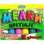 Мелки цветные 12шт Люксколор для кругл. 2*10см карт. уп. КРУ-12/КА1412