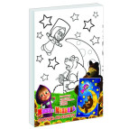 Картина раскраска с контурами на холсте, с красками + палитра Креатто 20*30см Маша и Медведь 17098