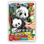 Раскраска по номерам на картоне DankoToys 29,7*21см KN-03-01 Панды