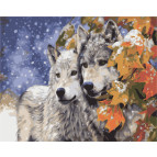 Картина раскраска по  номерам на холсте  - 40*50см Идейка КН2434 Пара волков