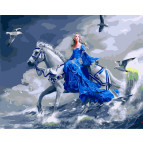 Картина раскраска по  номерам на холсте 40*50см Babylon VP125 Девушка на лошади