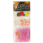 Резинки для плетения Rainbow Loom Bands 200шт.+ бисер, подвески, S-клипсы зебра Розово-белый 1831