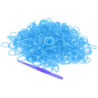 Резинки для плетения Rainbow Loom Bands 200шт. полупрозрачные Голубые 1004 +крючок