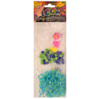Резинки для плетения Rainbow Loom Bands 200шт.+ бисер, подвески, S-клипсы зебра Голубо-зеленый 1806