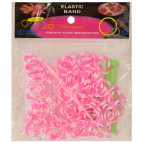 Резинки для плетения Rainbow Loom Bands 200шт. зебра Розово-белые 1338 +рогатка +крючок