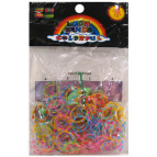 Резинки для плетения Rainbow Loom Bands 200шт. зебра Ассорти микс полупрозрачные 1337 +рогатка +крючок
