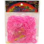 Резинки для плетения Rainbow Loom Bands 300шт. однотонные Розовые 1908/A-s109 +крючок