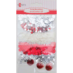 Набор украшений для открыток и скрапбукинга Santi 6 видов Бело-красный 951981