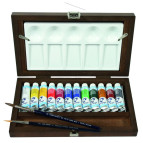 Краски акварельные Van Gogh набор 12цв. по 10мл Royal Talens в тубах, деревянный футл 20840112