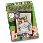 Набор для творчества DankoToys DT VK-01-02 вышивка крестиком по номерам Кот с бантом