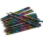 Карандаш простой графитный A-Plus черное дерево, с цветным узором, со стразами A-176