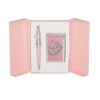 Ручки в наборе Langres Crystal Heart 1шт+визитница розовый LS.122008-10
