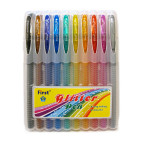 Ручки гелевые First  набор 10шт с блестками F919-10/205-10