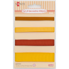 Набор ленточек из ткани Santi 4шт*1м, 7мм, 10мм, 13мм, 20мм Желтые 952011