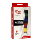 Краски акриловые Rosa Start набор 6цв. по 20мл 90747252