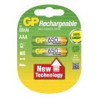 Аккумуляторная батарейка ААА (минипальчиковая) GP 1шт R03 650mA 65AAAHC-2U2