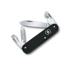 Victorinox Cadet 84 мм 9 предметов рифл. черный + кожанный чехол Vx02600.L1223