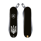 Victorinox Classic sd Ukraine 58мм 7предм черный + чехол + ножницы + Трезубец белый Vx06223.3R1