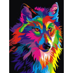 Картина раскраска по  номерам на холсте 30*40см Babylon VK004 Радужный волк