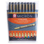 Ручки капиллярные PIGMA Micron линер Sakura набор разноцветные 9шт POXSDK059