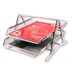 Лоток для бумаги горизонтальный металлический Сетка 2-ярусный Optima серебрянний O36314-10