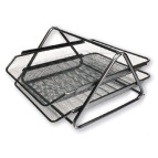 Лоток для бумаги горизонтальный металлический Сетка 2-ярусный Optima черный O36308-01