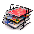 Лоток для бумаги горизонтальный металлический Сетка 3-ярусный Optima черный O36315-01