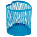 Стакан для ручек Optima 85x85х100мм метал. сетка сердце голубая O36320-11