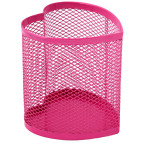 Стакан для ручек Optima 85x85х100мм метал. сетка сердце розовая O36320-09