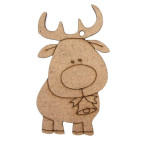 Заготовка для декорирования набор резных фигур 5шт (ДВП 3мм) Олень со звоночком 10*5,6см 4801434