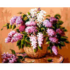 Картина раскраска по  номерам на холсте 40*50см  Mariposa Q826 Букет сирени в корзине