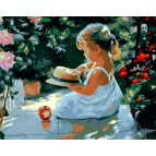 Картина раскраска по  номерам на холсте 40*50см  Mariposa Q840 Девочка со шляпкой