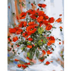 Картина раскраска по номерам на  холсте - 40*50см Mariposa Q1210 Нежные маки