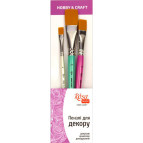 Набор кистей 3шт для декора Rosa Start, Hobby and Craft №1 синтетика плоская (№6,16,24) HCSET01