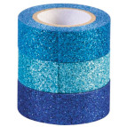 Декоративный скотч Heyda набор Синий с глиттером 15мм*3м 3шт 203584376