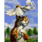Картина раскраска по  номерам на холсте 40*50см  Mariposa Q2076 Кот с ромашкой