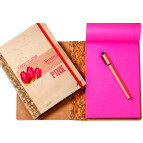 Блокнот А5 140л. Kirisketch Дерево, Цветы, Розовый чистый блок + ручка 222020