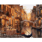 Картина раскраска по  номерам на холсте 40*50см  Mariposa Q2116 Венеция Кафе на берегу канала